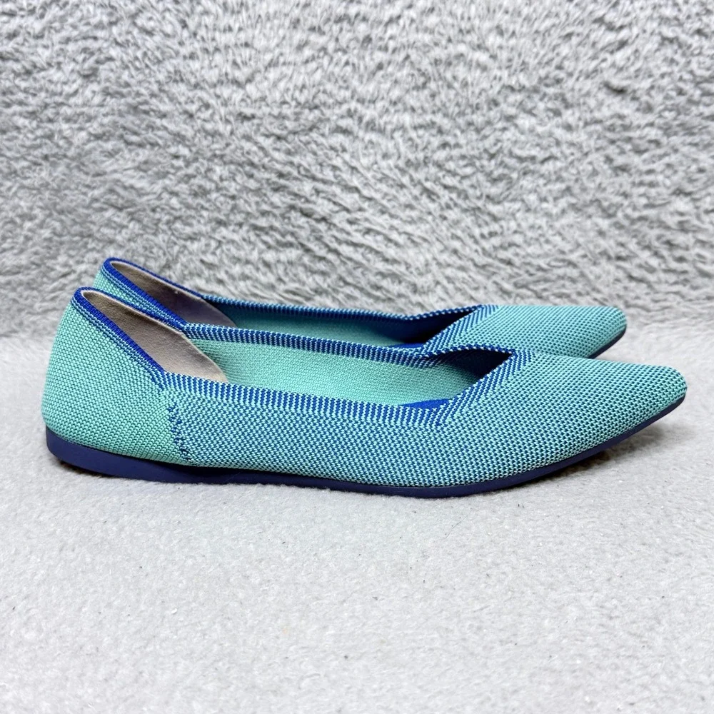 Rothy's The Point Womens Size 8.5‎ Slip On Ballet Flats Shoes Aquamarine Retired